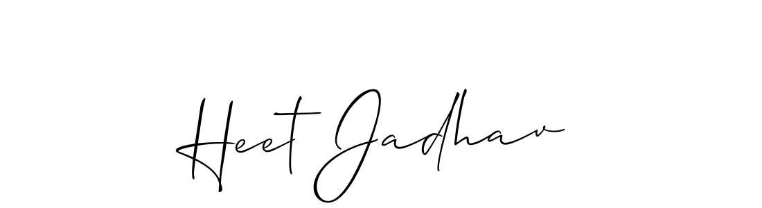 if you are searching for the best signature style for your name Heet Jadhav. so please give up your signature search. here we have designed multiple signature styles  using Allison_Script. Heet Jadhav signature style 2 images and pictures png