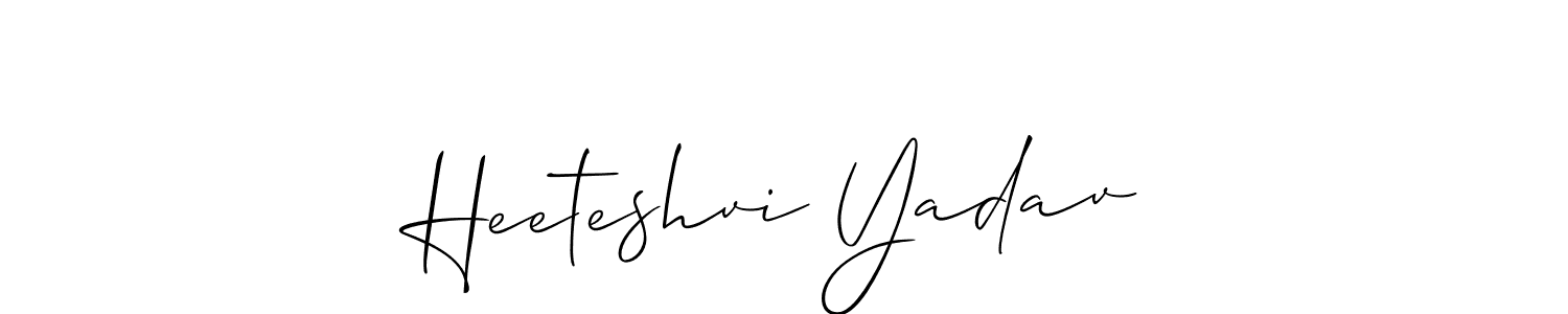 Similarly Allison_Script is the best handwritten signature design. Signature creator online .You can use it as an online autograph creator for name Heeteshvi Yadav. Heeteshvi Yadav signature style 2 images and pictures png