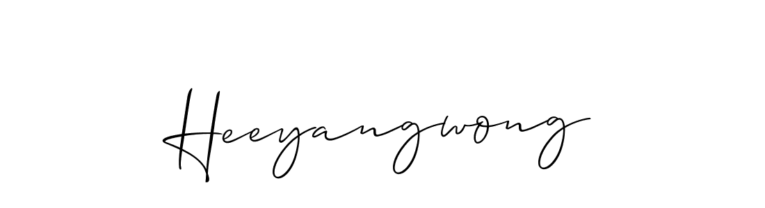 Use a signature maker to create a handwritten signature online. With this signature software, you can design (Allison_Script) your own signature for name Heeyangwong. Heeyangwong signature style 2 images and pictures png