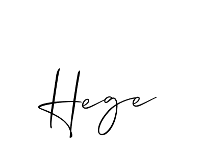 Design your own signature with our free online signature maker. With this signature software, you can create a handwritten (Allison_Script) signature for name Hege. Hege signature style 2 images and pictures png