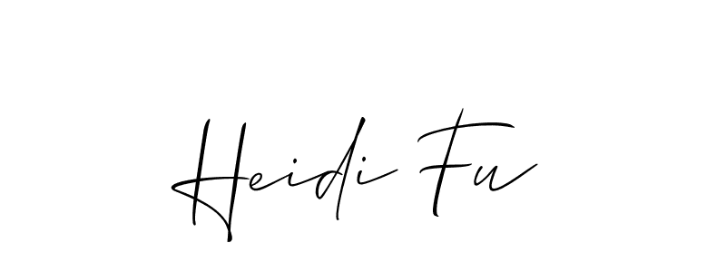if you are searching for the best signature style for your name Heidi Fu. so please give up your signature search. here we have designed multiple signature styles  using Allison_Script. Heidi Fu signature style 2 images and pictures png
