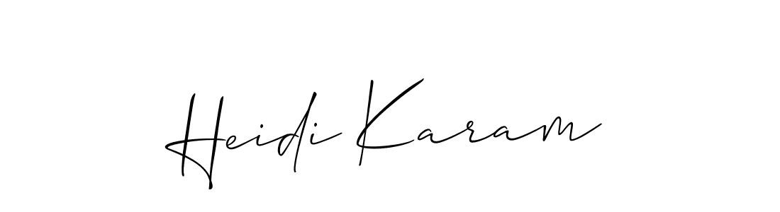You should practise on your own different ways (Allison_Script) to write your name (Heidi Karam) in signature. don't let someone else do it for you. Heidi Karam signature style 2 images and pictures png