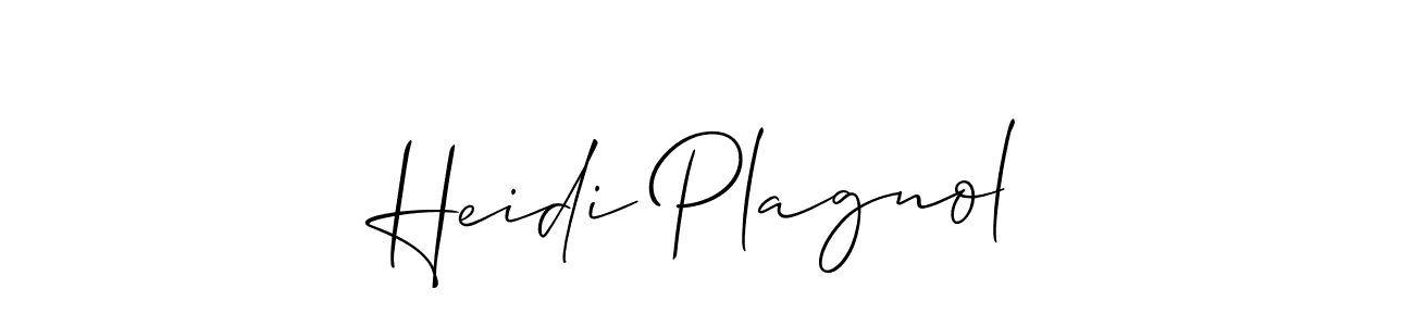 Use a signature maker to create a handwritten signature online. With this signature software, you can design (Allison_Script) your own signature for name Heidi Plagnol. Heidi Plagnol signature style 2 images and pictures png