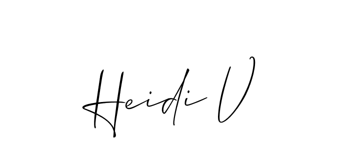 if you are searching for the best signature style for your name Heidi V. so please give up your signature search. here we have designed multiple signature styles  using Allison_Script. Heidi V signature style 2 images and pictures png