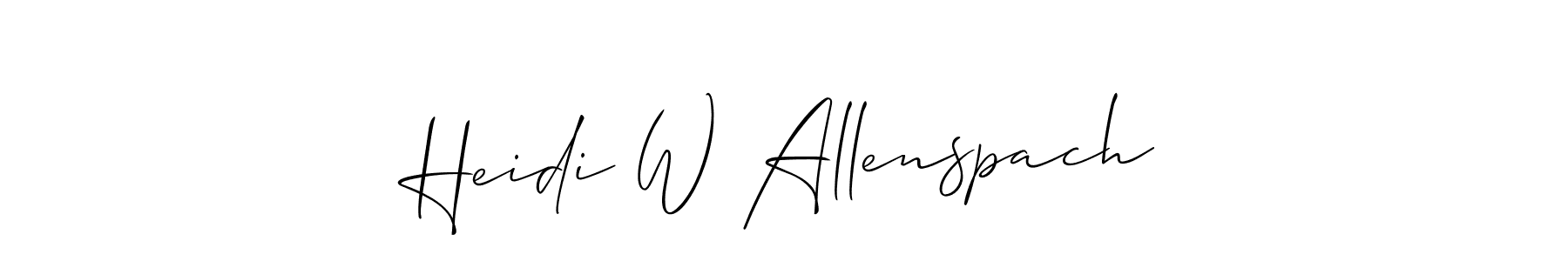if you are searching for the best signature style for your name Heidi W Allenspach. so please give up your signature search. here we have designed multiple signature styles  using Allison_Script. Heidi W Allenspach signature style 2 images and pictures png
