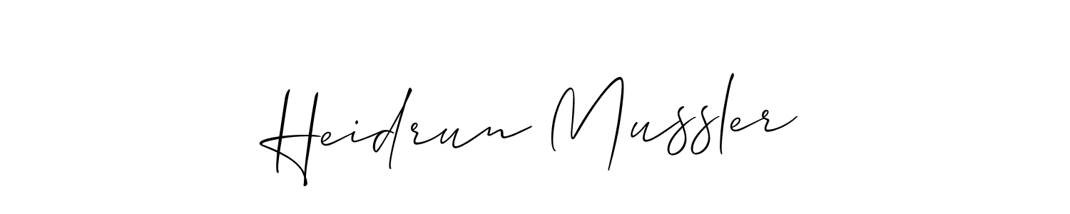 Create a beautiful signature design for name Heidrun Mussler. With this signature (Allison_Script) fonts, you can make a handwritten signature for free. Heidrun Mussler signature style 2 images and pictures png
