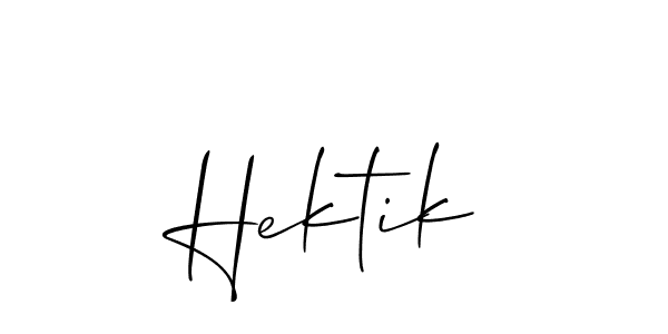 if you are searching for the best signature style for your name Hektik. so please give up your signature search. here we have designed multiple signature styles  using Allison_Script. Hektik signature style 2 images and pictures png