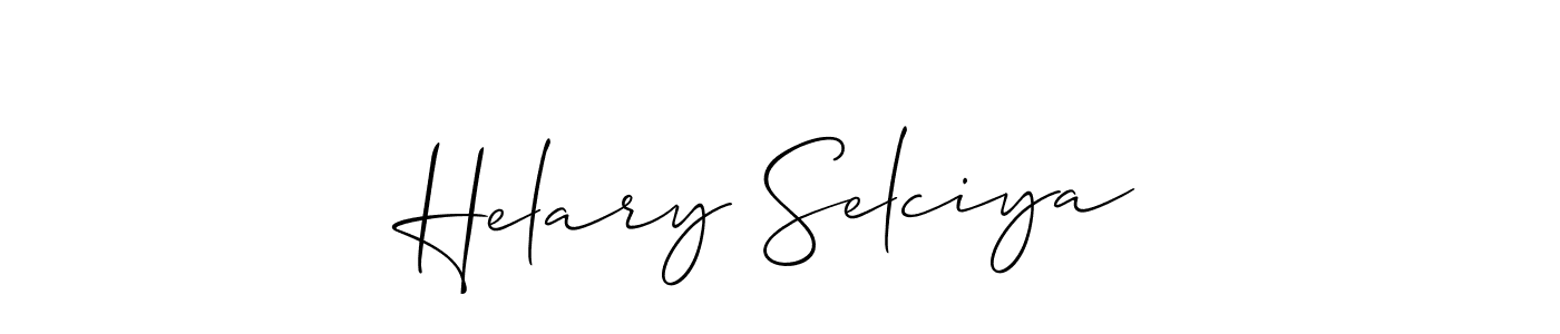 How to make Helary Selciya name signature. Use Allison_Script style for creating short signs online. This is the latest handwritten sign. Helary Selciya signature style 2 images and pictures png