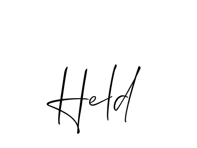 It looks lik you need a new signature style for name Held. Design unique handwritten (Allison_Script) signature with our free signature maker in just a few clicks. Held signature style 2 images and pictures png