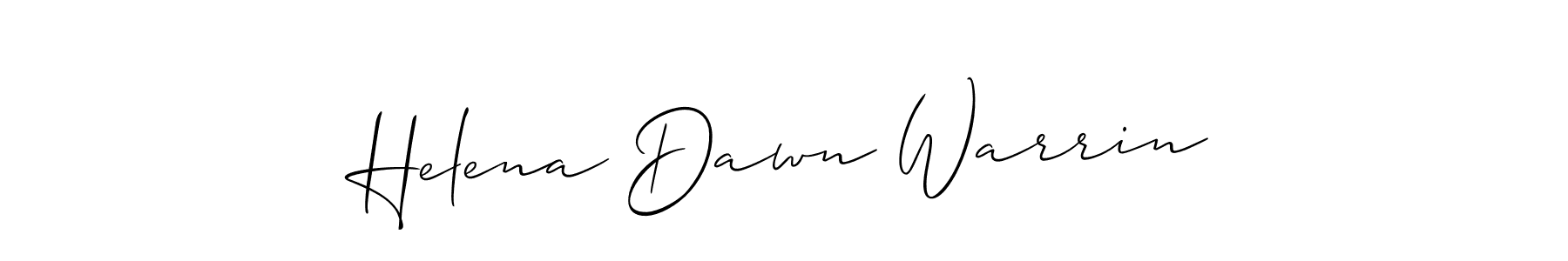 The best way (Allison_Script) to make a short signature is to pick only two or three words in your name. The name Helena Dawn Warrin include a total of six letters. For converting this name. Helena Dawn Warrin signature style 2 images and pictures png