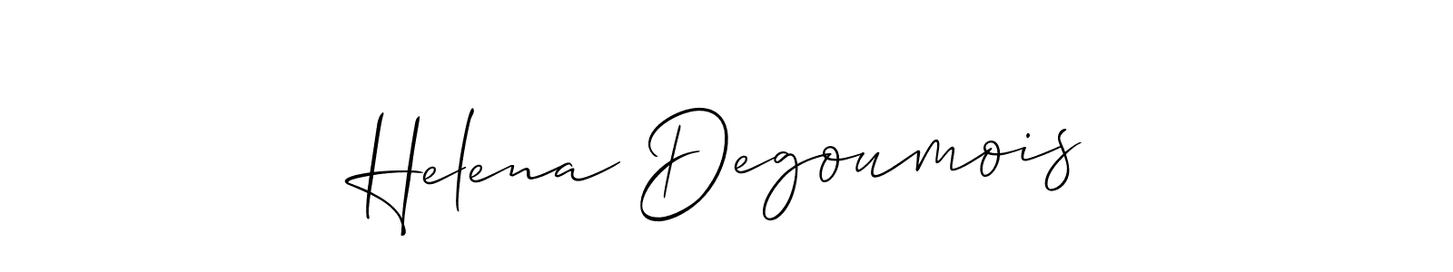 The best way (Allison_Script) to make a short signature is to pick only two or three words in your name. The name Helena Degoumois include a total of six letters. For converting this name. Helena Degoumois signature style 2 images and pictures png