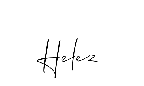 Use a signature maker to create a handwritten signature online. With this signature software, you can design (Allison_Script) your own signature for name Helez. Helez signature style 2 images and pictures png