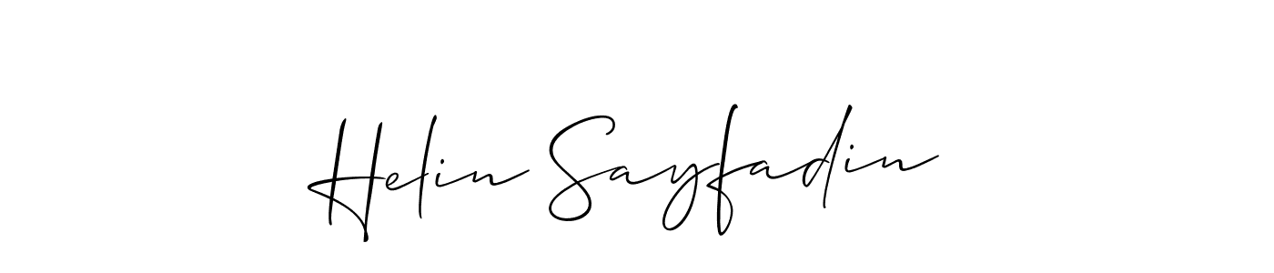 Also You can easily find your signature by using the search form. We will create Helin Sayfadin name handwritten signature images for you free of cost using Allison_Script sign style. Helin Sayfadin signature style 2 images and pictures png