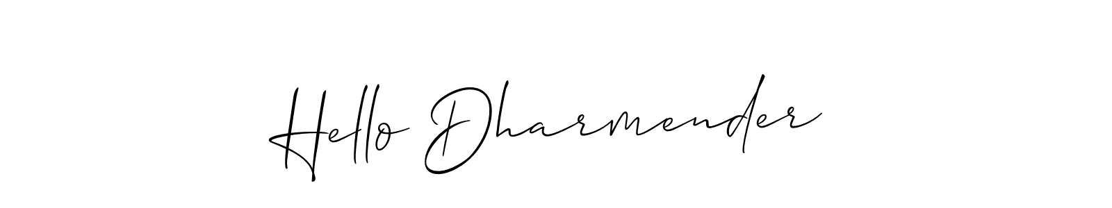 Similarly Allison_Script is the best handwritten signature design. Signature creator online .You can use it as an online autograph creator for name Hello Dharmender. Hello Dharmender signature style 2 images and pictures png