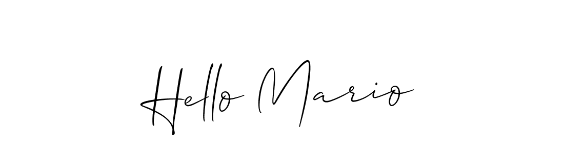 Create a beautiful signature design for name Hello Mario. With this signature (Allison_Script) fonts, you can make a handwritten signature for free. Hello Mario signature style 2 images and pictures png