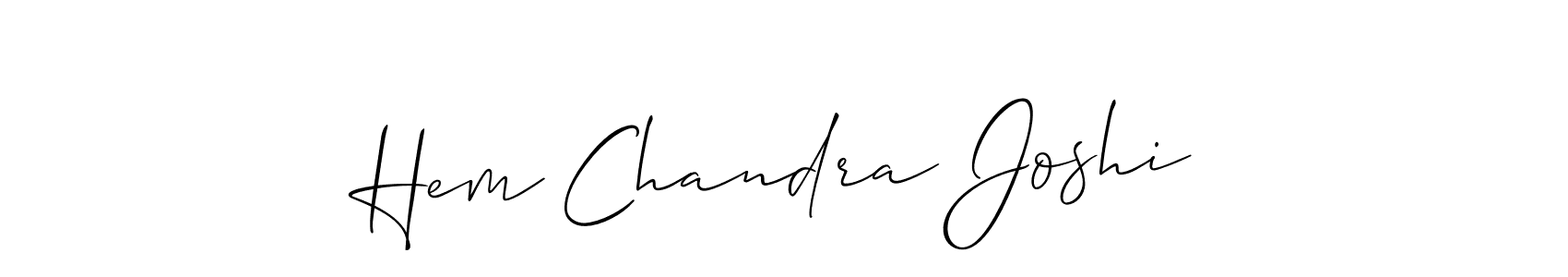 How to make Hem Chandra Joshi name signature. Use Allison_Script style for creating short signs online. This is the latest handwritten sign. Hem Chandra Joshi signature style 2 images and pictures png