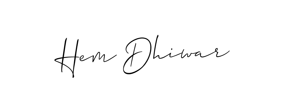 The best way (Allison_Script) to make a short signature is to pick only two or three words in your name. The name Hem Dhiwar include a total of six letters. For converting this name. Hem Dhiwar signature style 2 images and pictures png