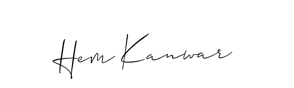 Also You can easily find your signature by using the search form. We will create Hem Kanwar name handwritten signature images for you free of cost using Allison_Script sign style. Hem Kanwar signature style 2 images and pictures png