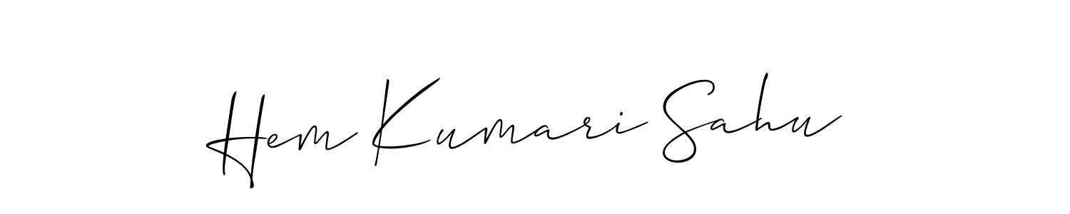 if you are searching for the best signature style for your name Hem Kumari Sahu. so please give up your signature search. here we have designed multiple signature styles  using Allison_Script. Hem Kumari Sahu signature style 2 images and pictures png