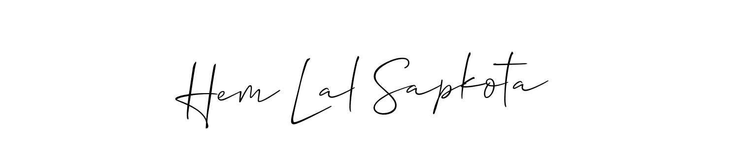 How to Draw Hem Lal Sapkota signature style? Allison_Script is a latest design signature styles for name Hem Lal Sapkota. Hem Lal Sapkota signature style 2 images and pictures png