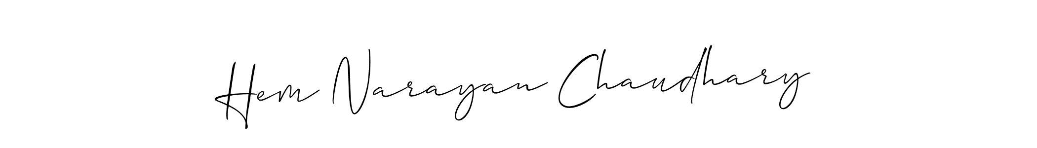 How to make Hem Narayan Chaudhary name signature. Use Allison_Script style for creating short signs online. This is the latest handwritten sign. Hem Narayan Chaudhary signature style 2 images and pictures png