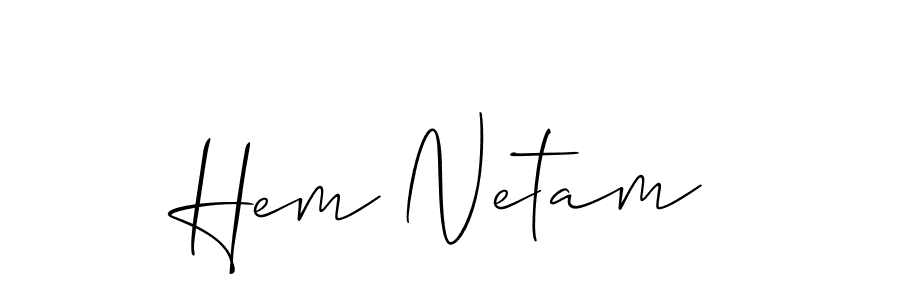 Similarly Allison_Script is the best handwritten signature design. Signature creator online .You can use it as an online autograph creator for name Hem Netam. Hem Netam signature style 2 images and pictures png