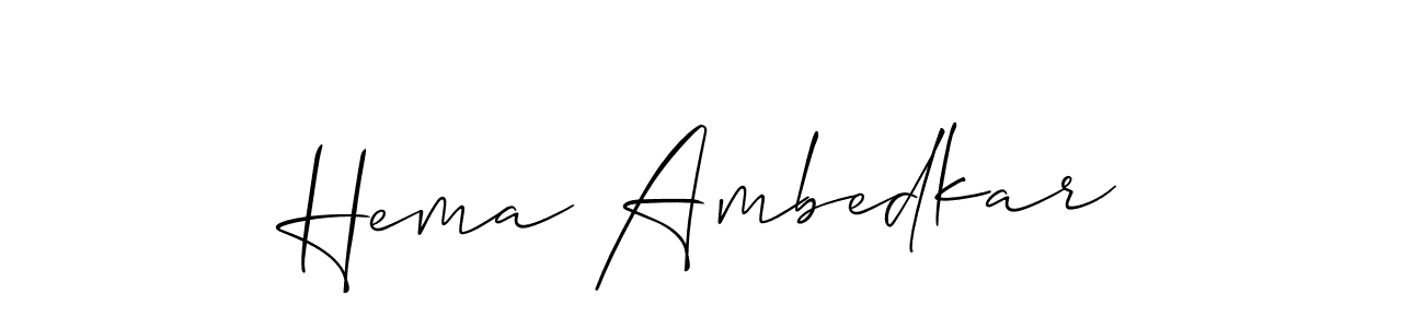 How to make Hema Ambedkar signature? Allison_Script is a professional autograph style. Create handwritten signature for Hema Ambedkar name. Hema Ambedkar signature style 2 images and pictures png