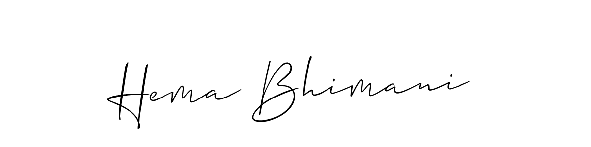 Make a beautiful signature design for name Hema Bhimani. With this signature (Allison_Script) style, you can create a handwritten signature for free. Hema Bhimani signature style 2 images and pictures png