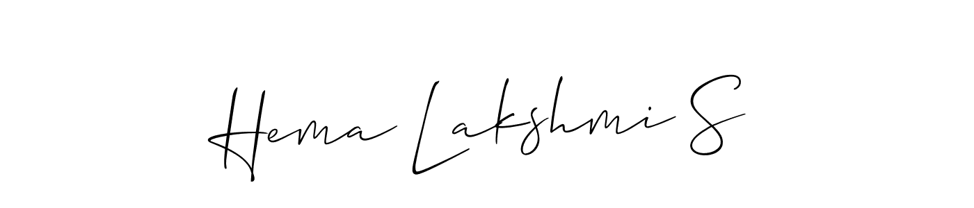 Make a short Hema Lakshmi S signature style. Manage your documents anywhere anytime using Allison_Script. Create and add eSignatures, submit forms, share and send files easily. Hema Lakshmi S signature style 2 images and pictures png