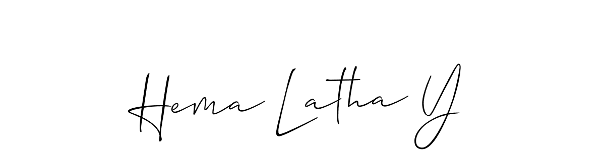 Similarly Allison_Script is the best handwritten signature design. Signature creator online .You can use it as an online autograph creator for name Hema Latha Y. Hema Latha Y signature style 2 images and pictures png