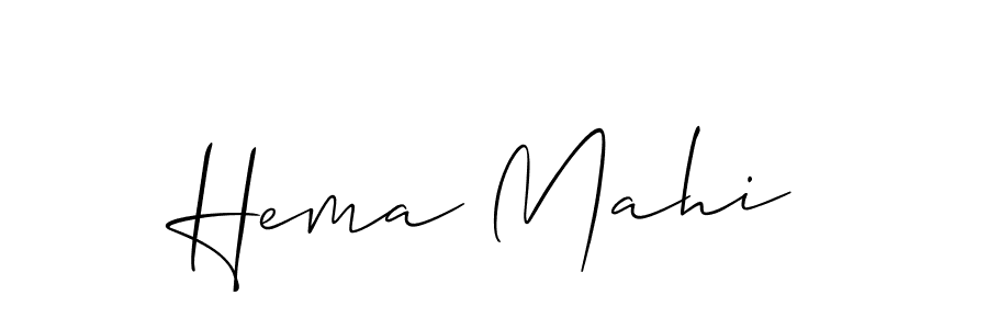 Use a signature maker to create a handwritten signature online. With this signature software, you can design (Allison_Script) your own signature for name Hema Mahi. Hema Mahi signature style 2 images and pictures png