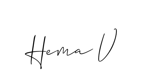 Hema V stylish signature style. Best Handwritten Sign (Allison_Script) for my name. Handwritten Signature Collection Ideas for my name Hema V. Hema V signature style 2 images and pictures png