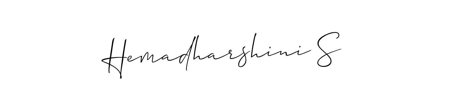 Also You can easily find your signature by using the search form. We will create Hemadharshini S name handwritten signature images for you free of cost using Allison_Script sign style. Hemadharshini S signature style 2 images and pictures png