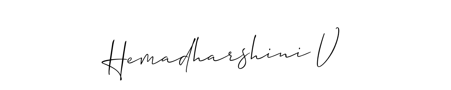Similarly Allison_Script is the best handwritten signature design. Signature creator online .You can use it as an online autograph creator for name Hemadharshini V. Hemadharshini V signature style 2 images and pictures png