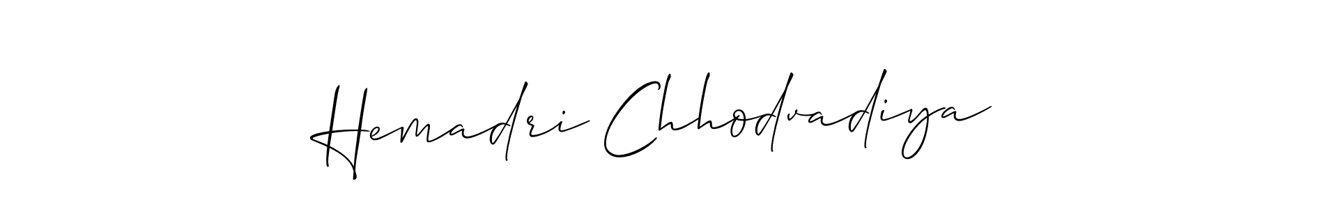 Create a beautiful signature design for name Hemadri Chhodvadiya. With this signature (Allison_Script) fonts, you can make a handwritten signature for free. Hemadri Chhodvadiya signature style 2 images and pictures png