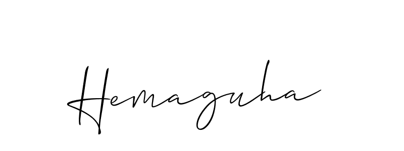 How to make Hemaguha signature? Allison_Script is a professional autograph style. Create handwritten signature for Hemaguha name. Hemaguha signature style 2 images and pictures png