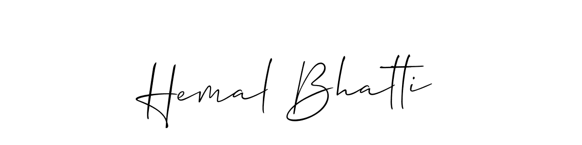 The best way (Allison_Script) to make a short signature is to pick only two or three words in your name. The name Hemal Bhatti include a total of six letters. For converting this name. Hemal Bhatti signature style 2 images and pictures png