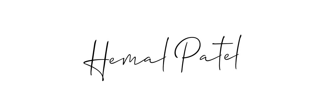 Make a beautiful signature design for name Hemal Patel. With this signature (Allison_Script) style, you can create a handwritten signature for free. Hemal Patel signature style 2 images and pictures png