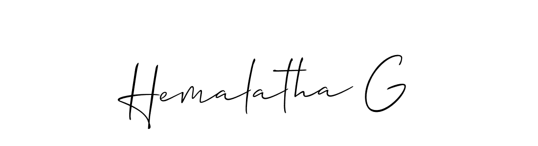 The best way (Allison_Script) to make a short signature is to pick only two or three words in your name. The name Hemalatha G include a total of six letters. For converting this name. Hemalatha G signature style 2 images and pictures png