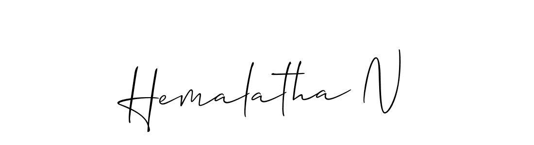 Make a beautiful signature design for name Hemalatha N. With this signature (Allison_Script) style, you can create a handwritten signature for free. Hemalatha N signature style 2 images and pictures png