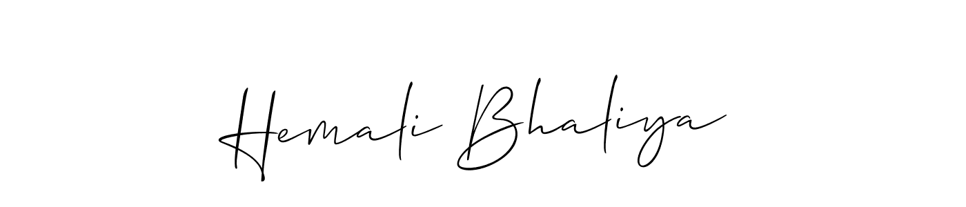 You should practise on your own different ways (Allison_Script) to write your name (Hemali Bhaliya) in signature. don't let someone else do it for you. Hemali Bhaliya signature style 2 images and pictures png