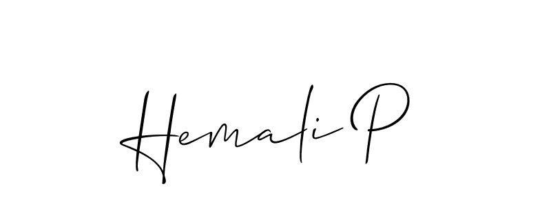 It looks lik you need a new signature style for name Hemali P. Design unique handwritten (Allison_Script) signature with our free signature maker in just a few clicks. Hemali P signature style 2 images and pictures png