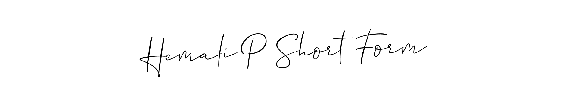 How to make Hemali P Short Form signature? Allison_Script is a professional autograph style. Create handwritten signature for Hemali P Short Form name. Hemali P Short Form signature style 2 images and pictures png