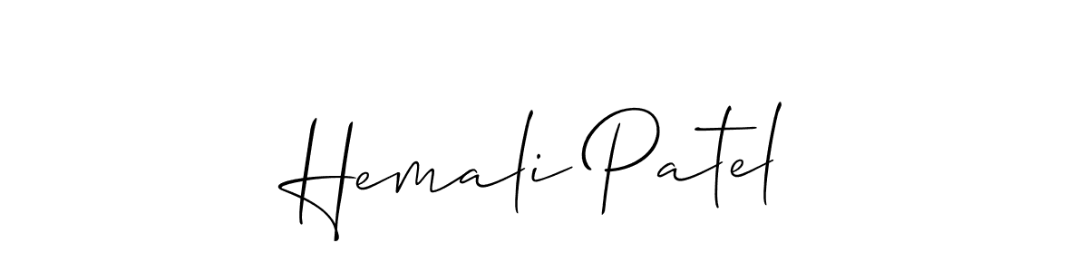 Also we have Hemali Patel name is the best signature style. Create professional handwritten signature collection using Allison_Script autograph style. Hemali Patel signature style 2 images and pictures png
