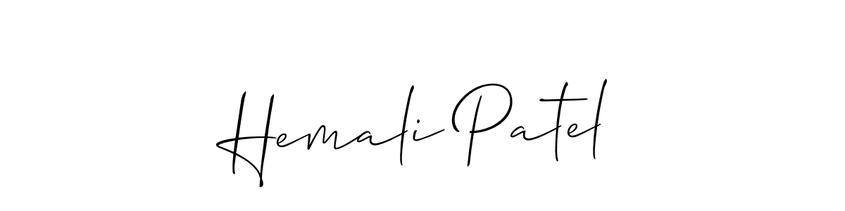 Make a beautiful signature design for name Hemali Patel. With this signature (Allison_Script) style, you can create a handwritten signature for free. Hemali Patel signature style 2 images and pictures png