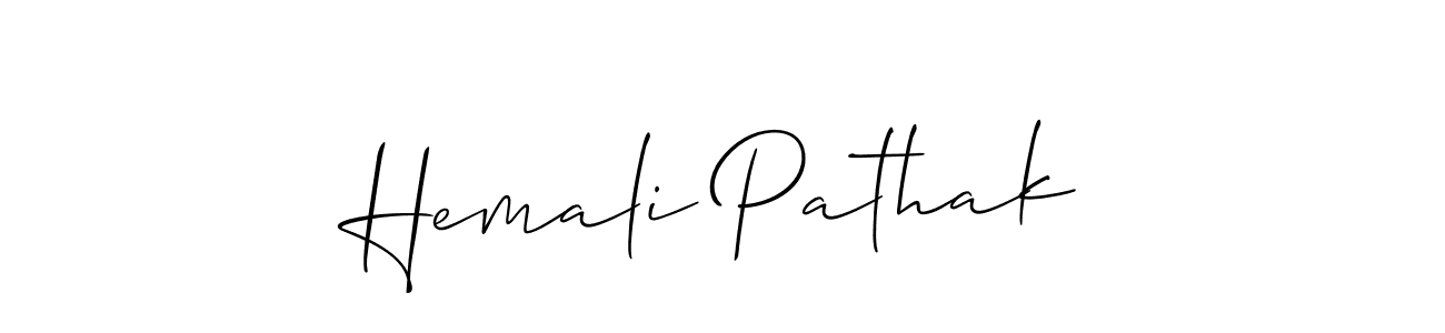 It looks lik you need a new signature style for name Hemali Pathak. Design unique handwritten (Allison_Script) signature with our free signature maker in just a few clicks. Hemali Pathak signature style 2 images and pictures png