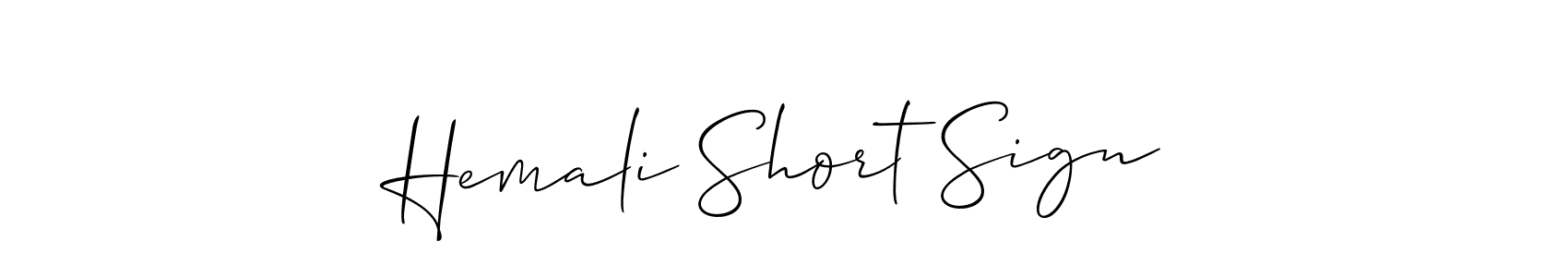 Also we have Hemali Short Sign name is the best signature style. Create professional handwritten signature collection using Allison_Script autograph style. Hemali Short Sign signature style 2 images and pictures png