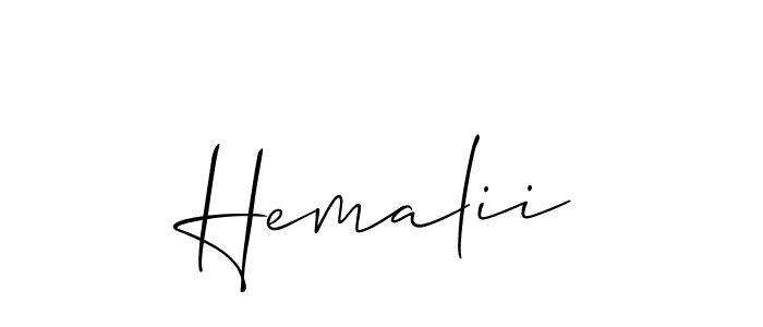 Also we have Hemalii name is the best signature style. Create professional handwritten signature collection using Allison_Script autograph style. Hemalii signature style 2 images and pictures png