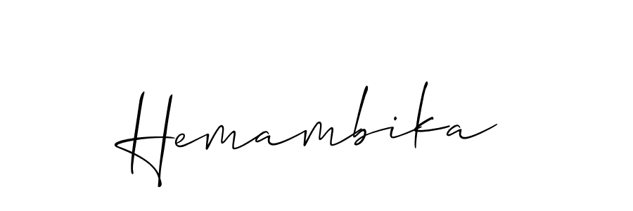 It looks lik you need a new signature style for name Hemambika. Design unique handwritten (Allison_Script) signature with our free signature maker in just a few clicks. Hemambika signature style 2 images and pictures png