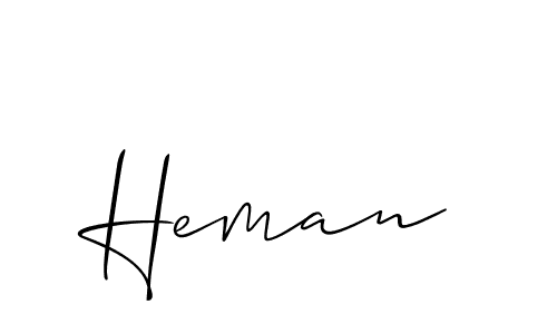 Use a signature maker to create a handwritten signature online. With this signature software, you can design (Allison_Script) your own signature for name Heman. Heman signature style 2 images and pictures png